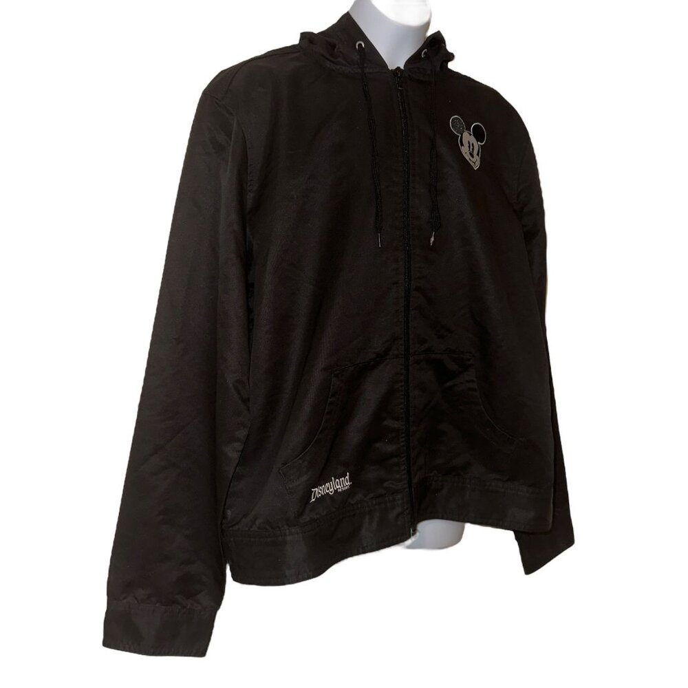 Disney Lightweight Jacket Big Boys L Black Mickey Mouse Lined Hooded Embroidered - Picture 4 of 11